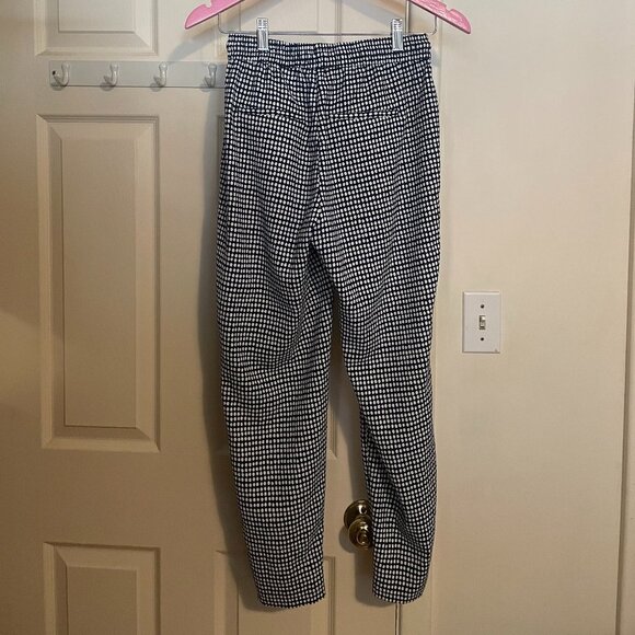 H&M Tapered Leg Pants with Drawstring Waist Blue and White Polka Dot Size 2 - Picture 2 of 4